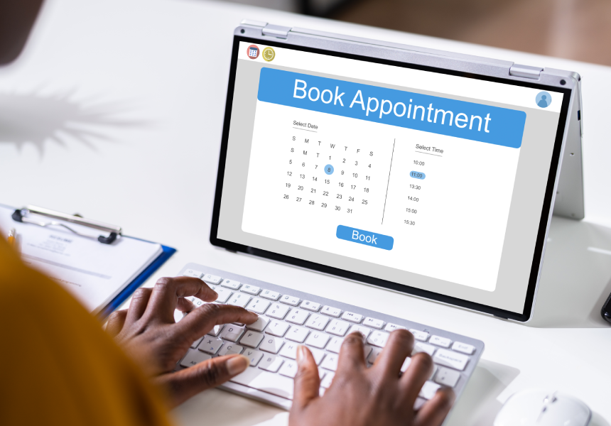 Online appointment booking calendar.